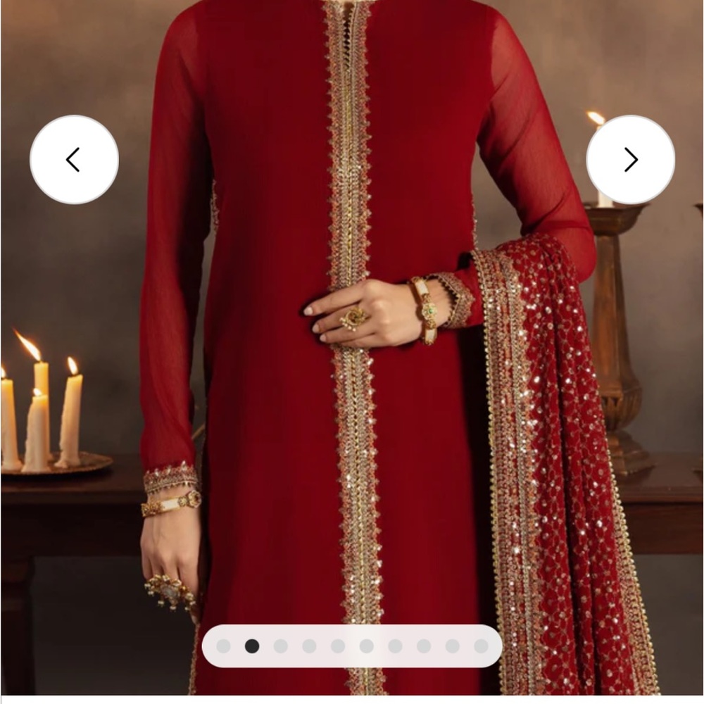 Elegant Red Sequin Pakistani Suit